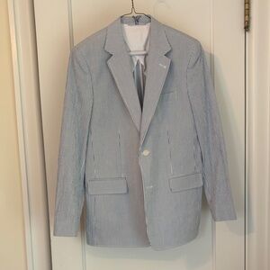Vineyard Vines Light Blue & White Seersucker Blazer, boys size 18